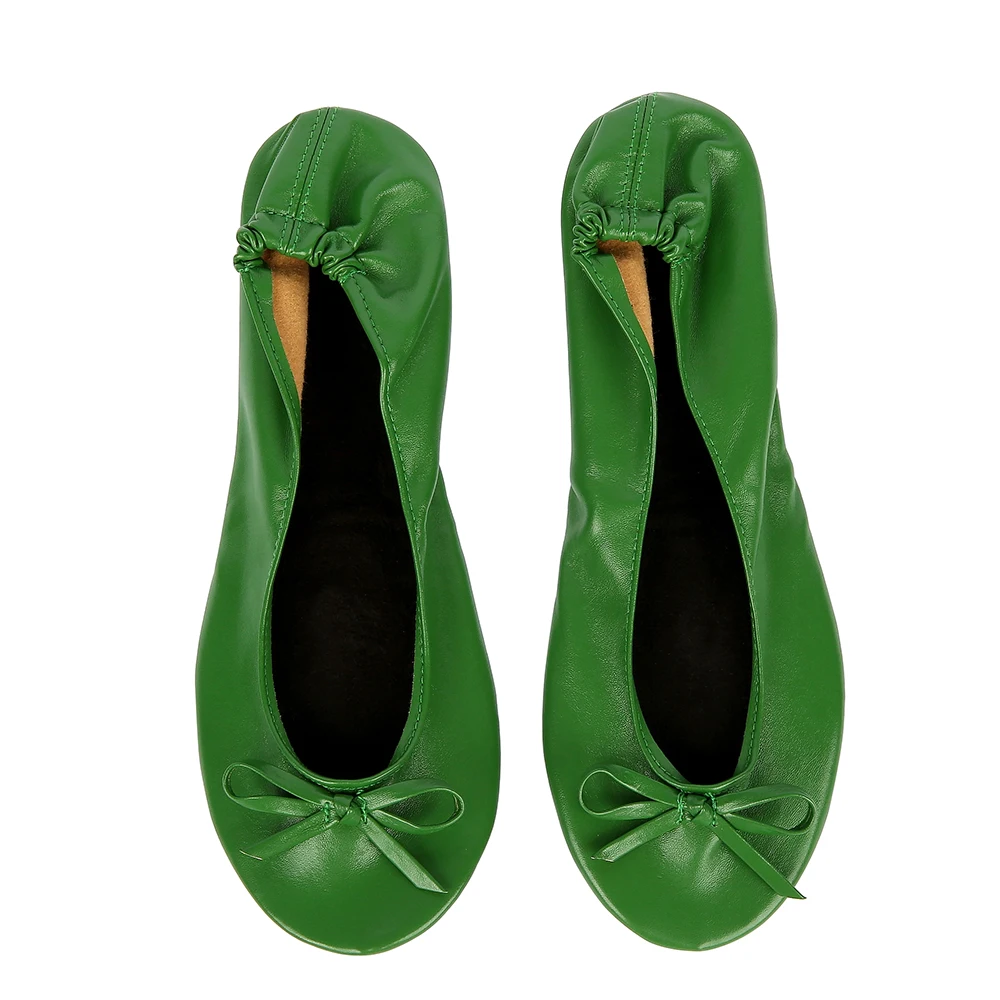 

Green Shoe Flats Portable Fold Up Ballerina Flat Shoes Roll Up Foldable Ballet After Party Shoe For Bridal Wedding Party Favor