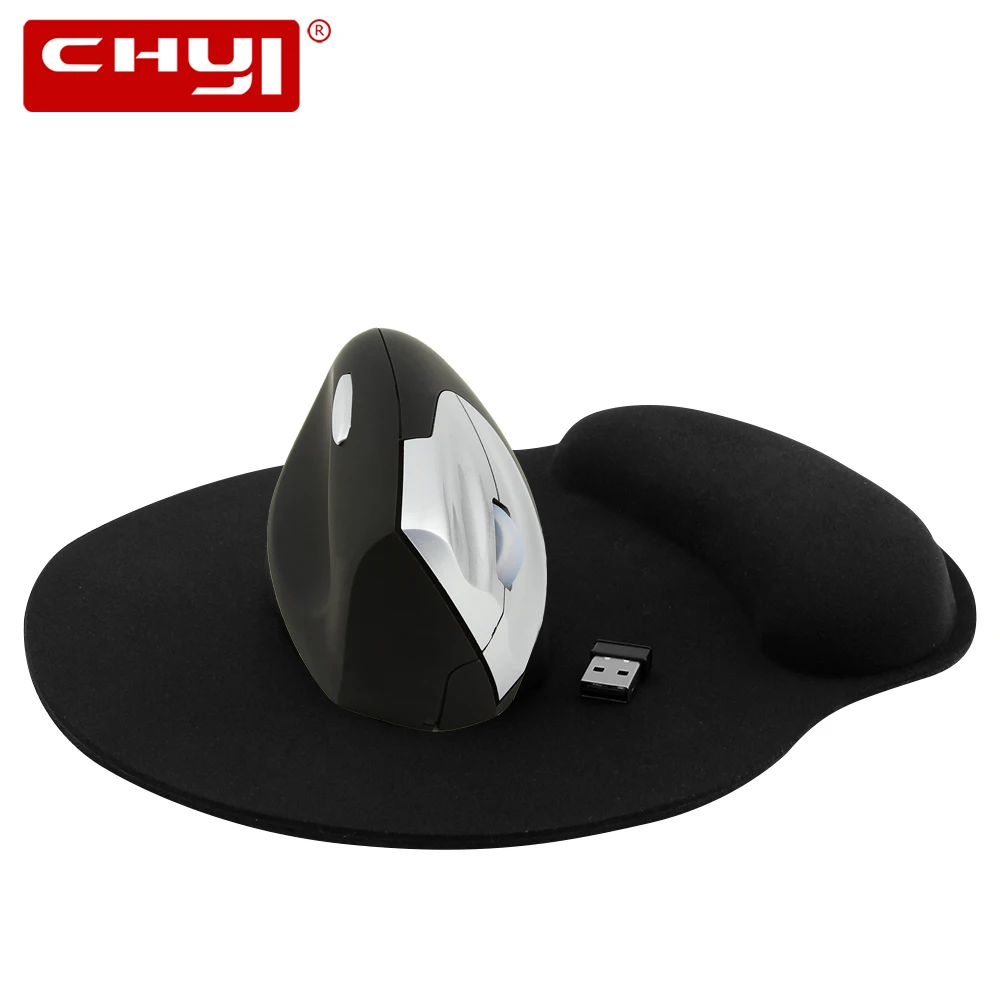 CHYI Wireless Vertical Mouse Ergonomic Left Hand Shape 4 Buttons Wrist Shoulder Healing Optical Mice with Pad Kit For PC|vertical mouse