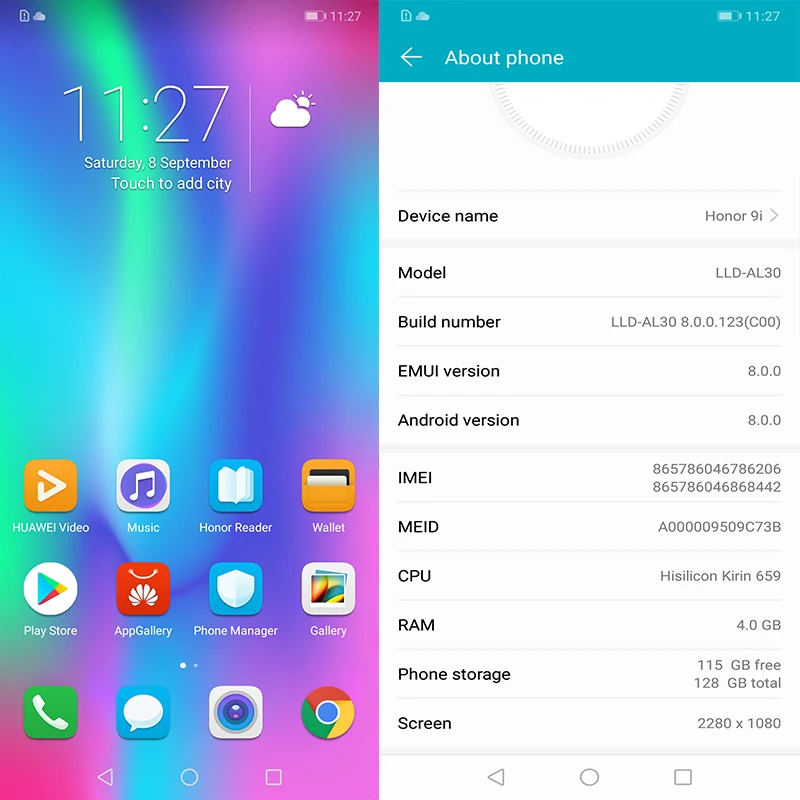 Honor 9i 5,84 дюймов Восьмиядерный корпус из стекла android 8,0 двойная задняя камера 3000 мАч отпечаток пальца для лица ID