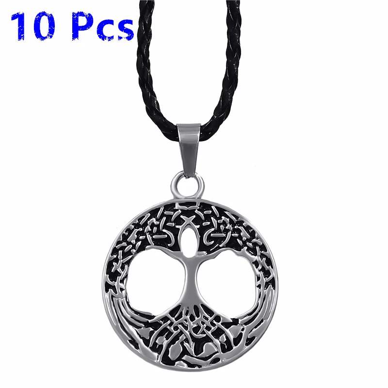 Оптовая продажа 10 шт. мужской ирландский кельтский кулон Древо жизни с черным