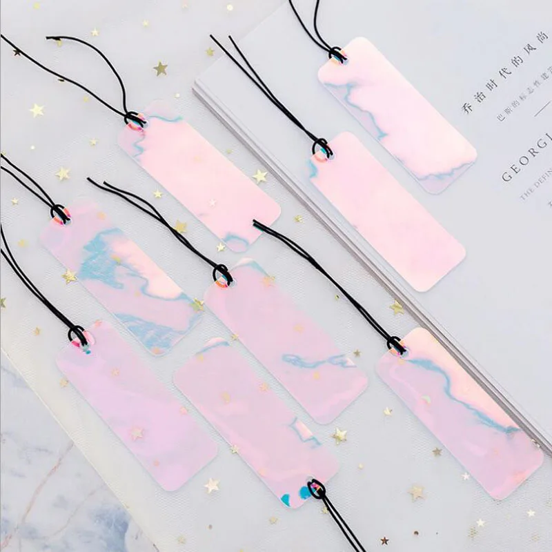 100 шт./лот Новая прозрачная Лазерная Закладка из ПВХ Подарочная книжка маркировка