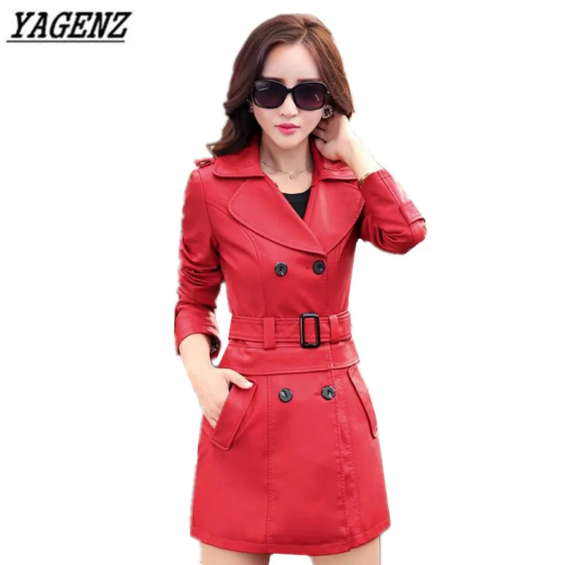 YAGENZ Женская тонкая кожаная куртка модная верхняя одежда из искусственной кожи