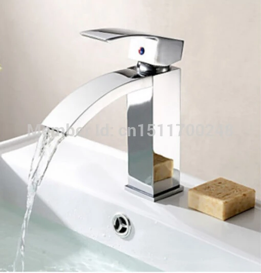 Полированный хром латунь ванной бассейна кран водопад мойки одной ручкой|handle