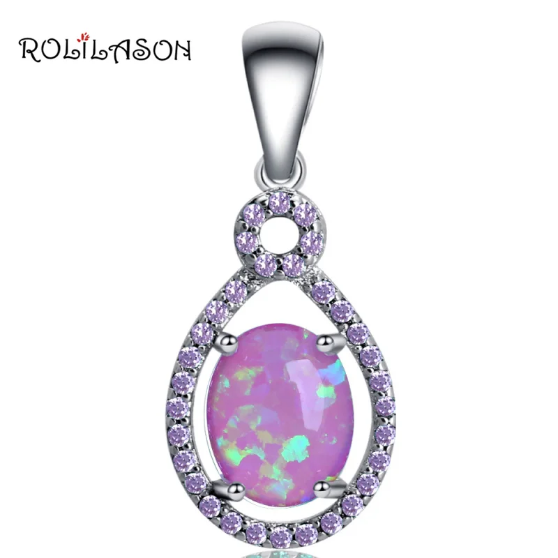 Rolilason Новый капли воды розовый циркон Модные украшения Розовый огненный опал