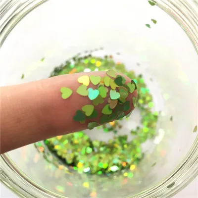 Laser ltgreen Ультратонкая блестка из ПЭТ 3 мм блестящее Сердце блестка экологически чистый 3D лазерный Блеск Блестки DIY Советы Маникюр дизайн ногтей украшение 8 г - Цвет: Laser ltgreen