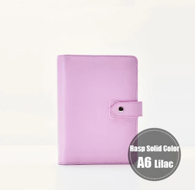 A6 Lilac Hasp Soild Lovedoki A5 Кожаный Блокнот мята А6 пуля журнал спиральный планировщик милый чехол на молнии книга дневник программа Органайзер подарок школа - Цвет: A6 Lilac Hasp Soild