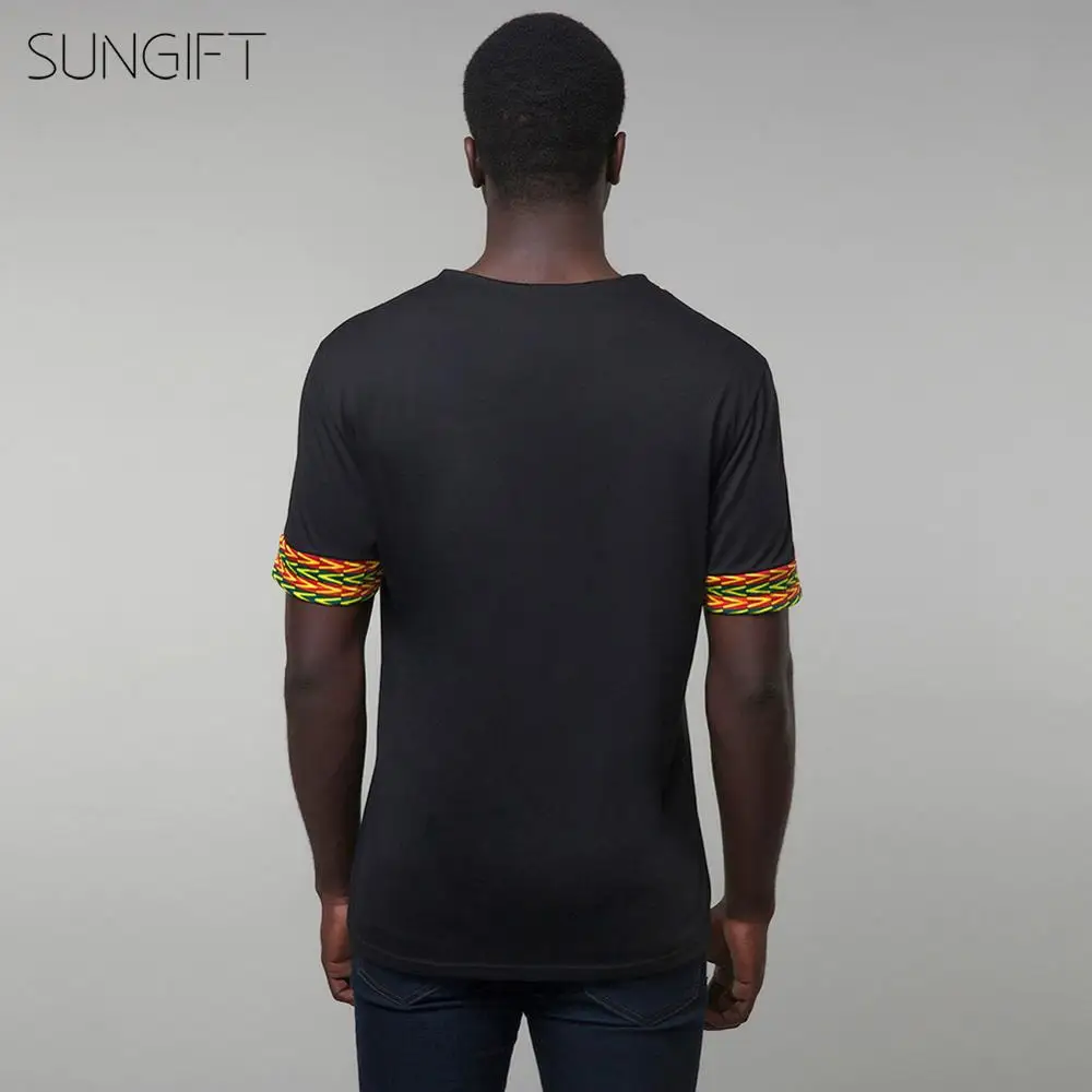 SUNGIFT Африканский Мужской Топ традиционная одежда с принтом топ коротким рукавом