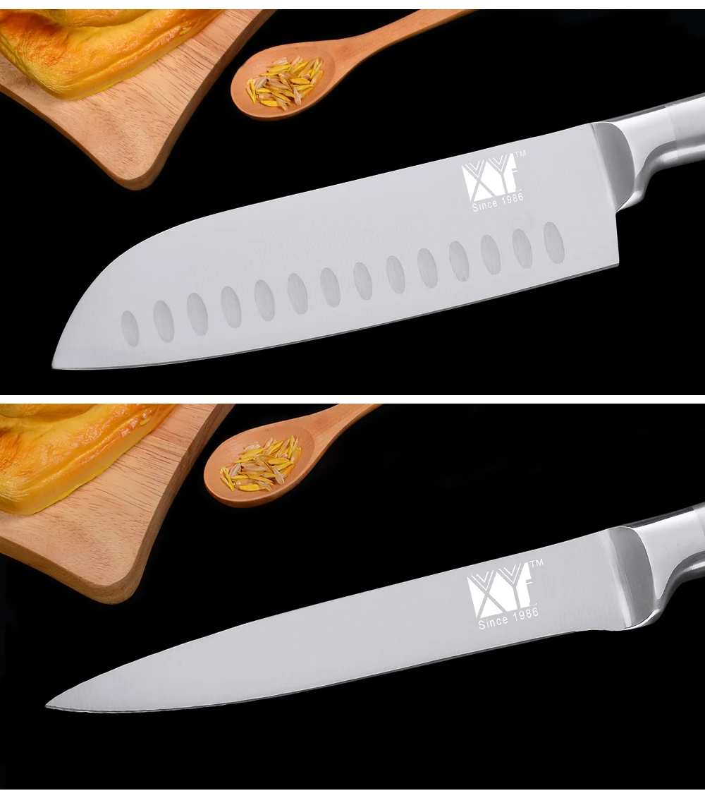 XYj нож для приготовления пищи из нержавеющей стали, 6 шт. в наборе, 8 ''7'' 5 ''3,5'', нож для нарезки хлеба Santoku, кухонный аксессуар