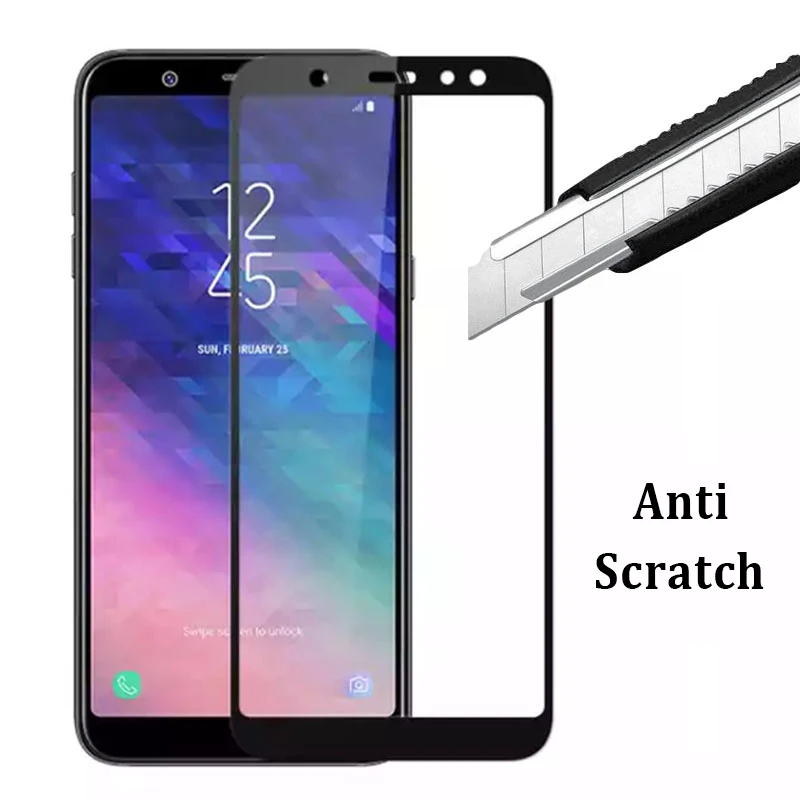 Закаленное стекло 5d с полным покрытием для samsung a6 a8 plus 2018 защитное защита экрана