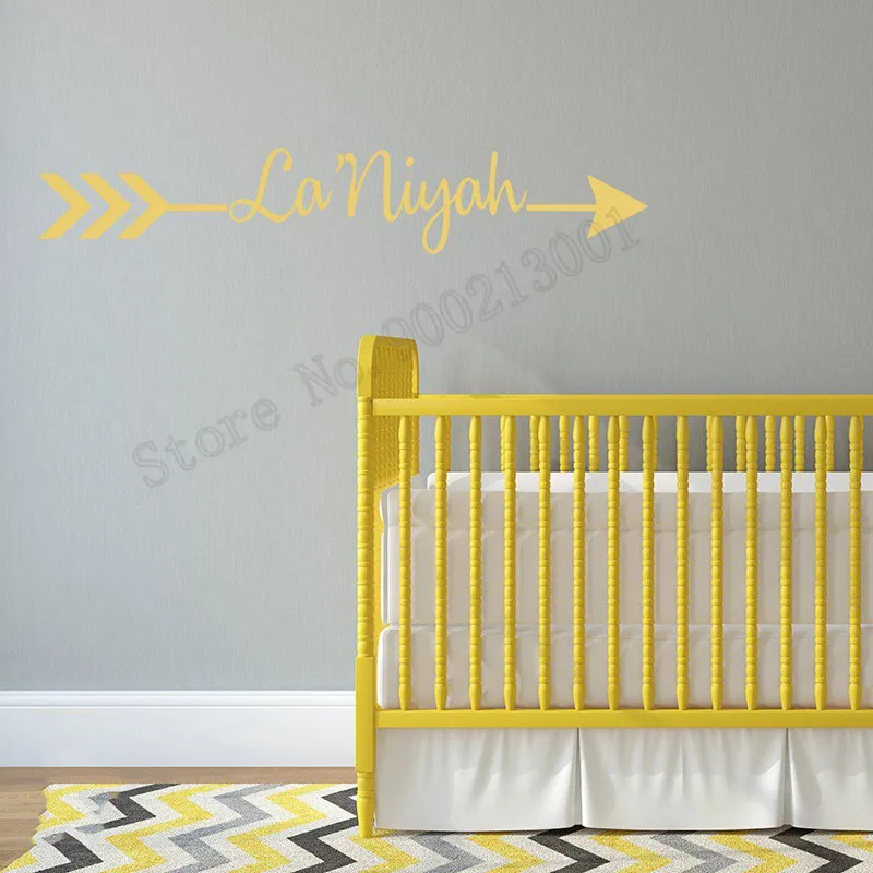 Имя ребенка стрелка стены стикеры Kidsroom обувь для девочек мальчиков плакат виниловое настенное украшение съемные украшения Красота Мода LY1194
