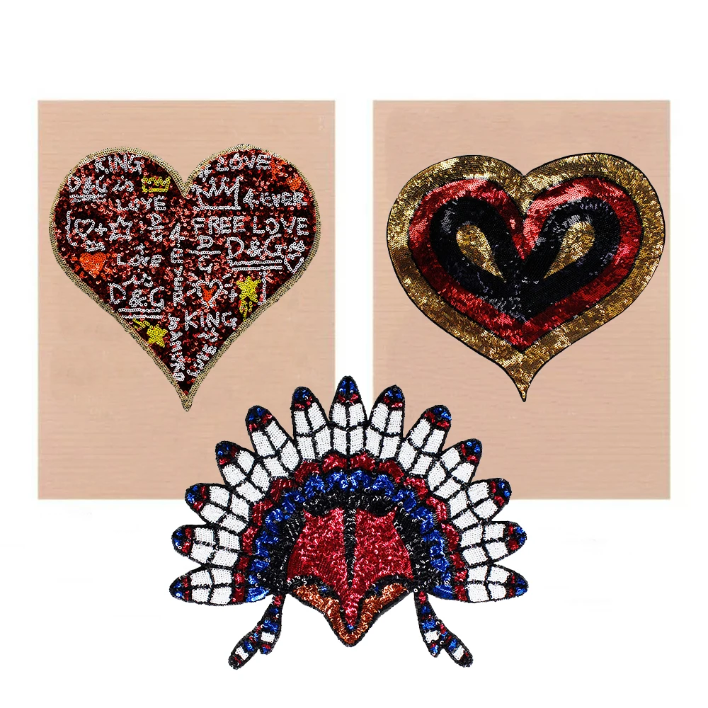 2 шт. Любовь Сердце блестками мода лиса аппликация с пайетками пришить патчи для