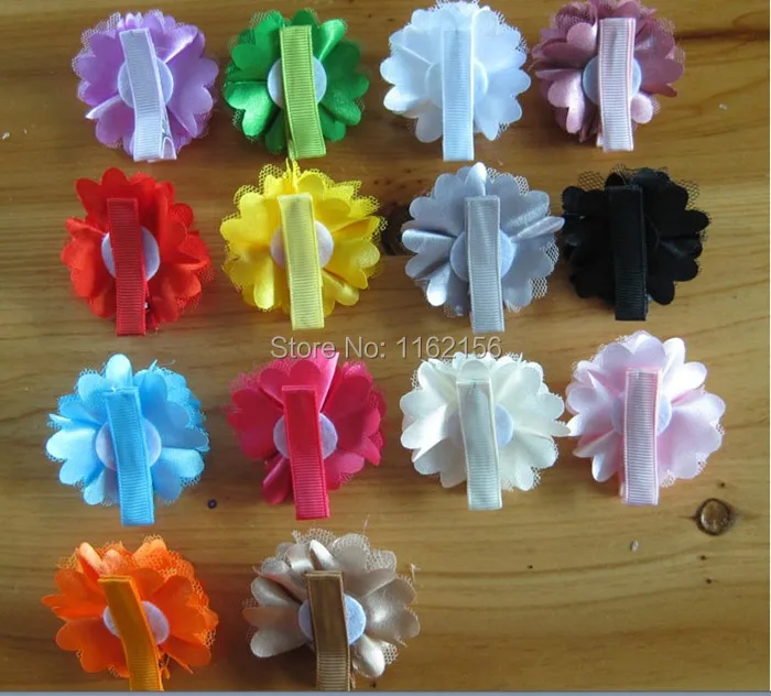 70 шт./лот 2 &quotмини атласные и сетчатые заколки для волос с цветком из ленты
