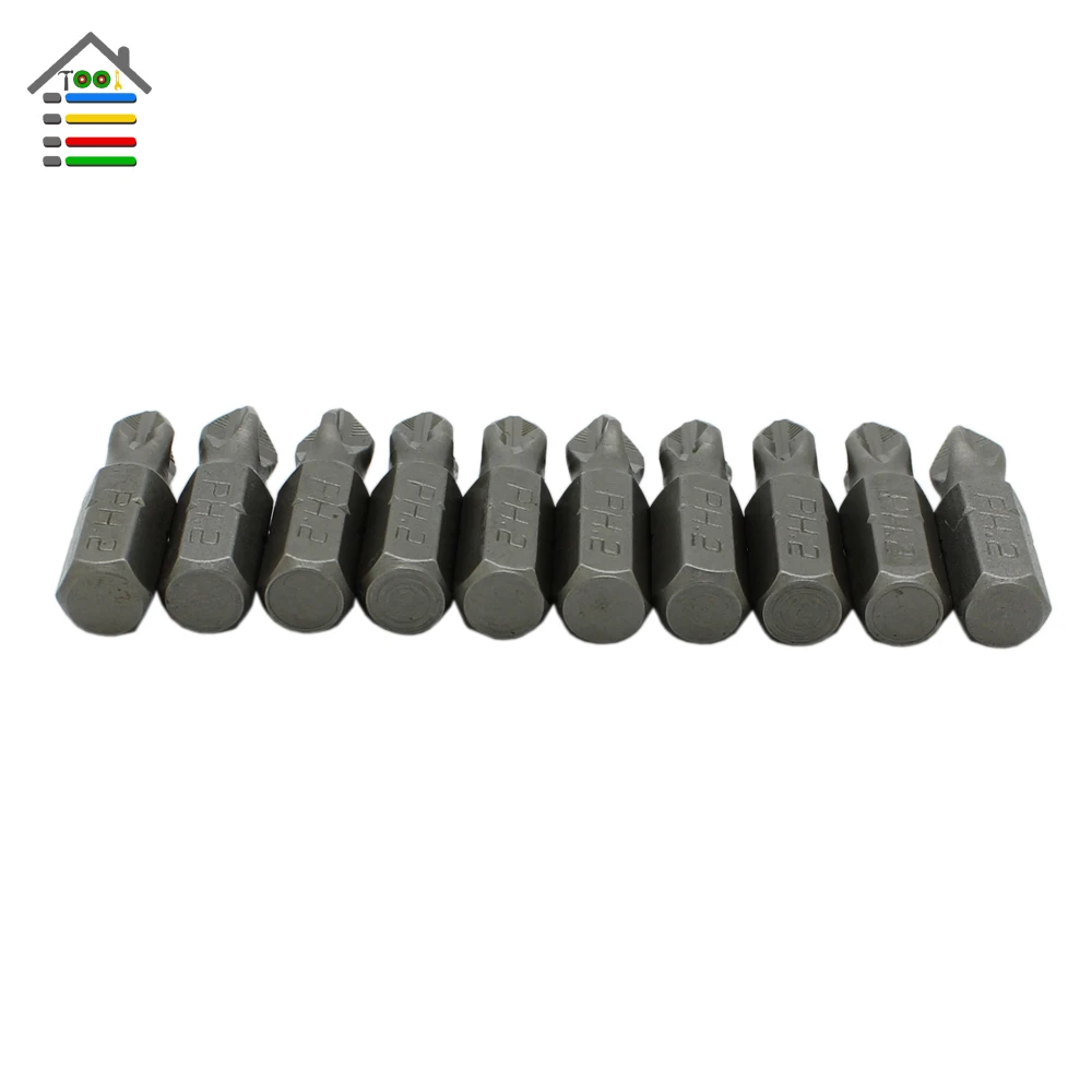 AUTOTOOLHOME 10 шт. 1/"(6,35 мм) шестигранный хвостовик S2 противоскользящие отвертки дальнего действия PH2 25 мм односторонняя