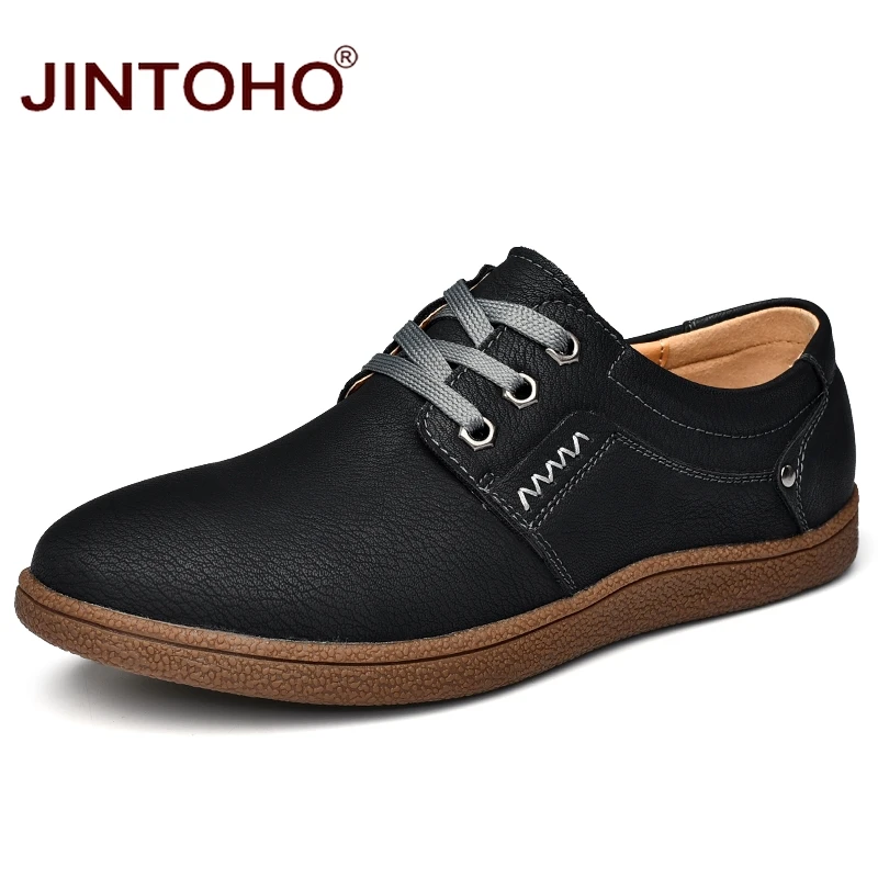 JINTOHO/брендовые лоферы из натуральной кожи; модные мужские туфли; брендовая мужская повседневная обувь; Мужская Дизайнерская обувь; мужские кожаные мокасины - Цвет: hei se