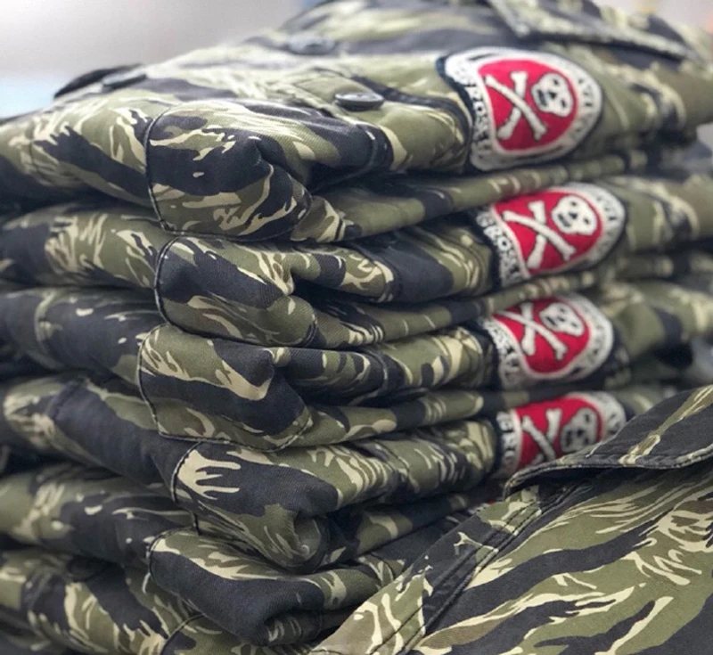 Камуфляжная рубашка с золотым тигром, винтажная, военная, полосатая, с тигром, боевая, усталость, Униформа, куртка