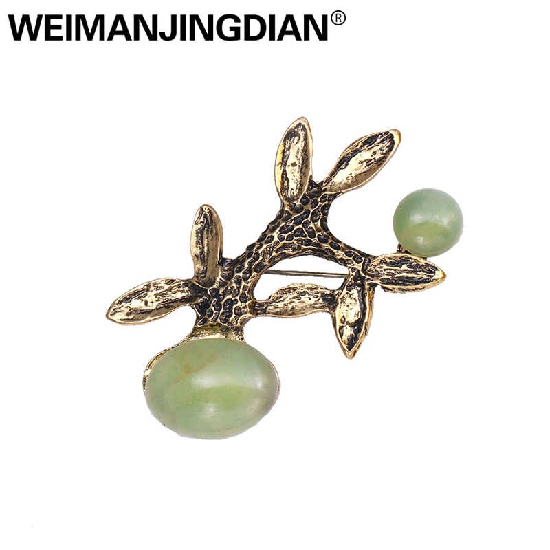 Бренд WEIMANJINGDIAN, античное золото, цвет, покрытый опалом, камень, растение, брошь на булавке для женщин, аксессуары для одежды, модное ювелирное изделие