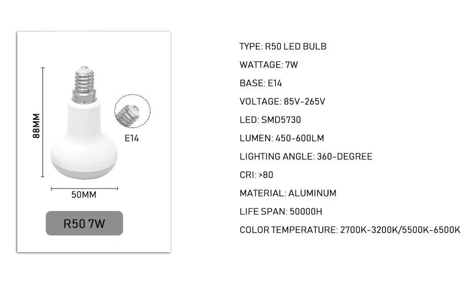 R39 R50 R63 R80 Светодиодная лампа-зонтик AC 85-265V E27 E14 Светодиодная лампа Bombillas лампа cfl светодиодные лампы-ампулы светильник Лампада экономия энергии