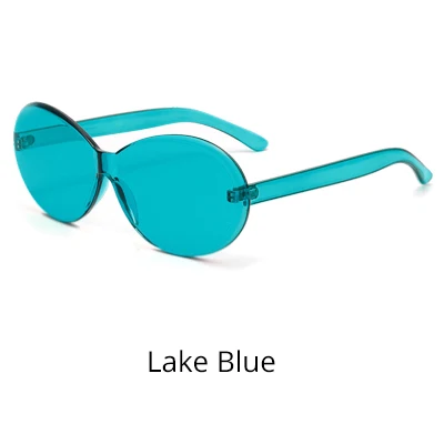 Lake Blue Ralferty, модные Овальные Солнцезащитные очки для женщин, фирменный дизайн, цельные интегрированные очки без оправы, фиолетовые очки, новые оттенки W2106 - Цвет линз: Lake Blue