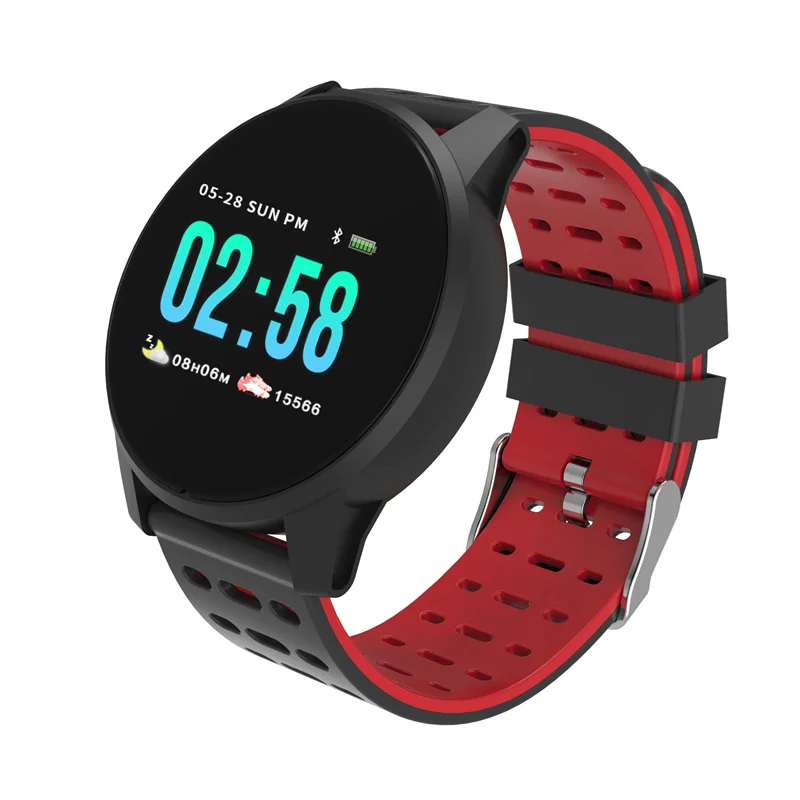Красный Wearfit Смарт-часы W1 для мужчин кровяное давление фитнес-трекер для измерения сердечного ритма шагомер мужские спортивные Смарт-часы для Android IOS Телефон - Цвет: Красный