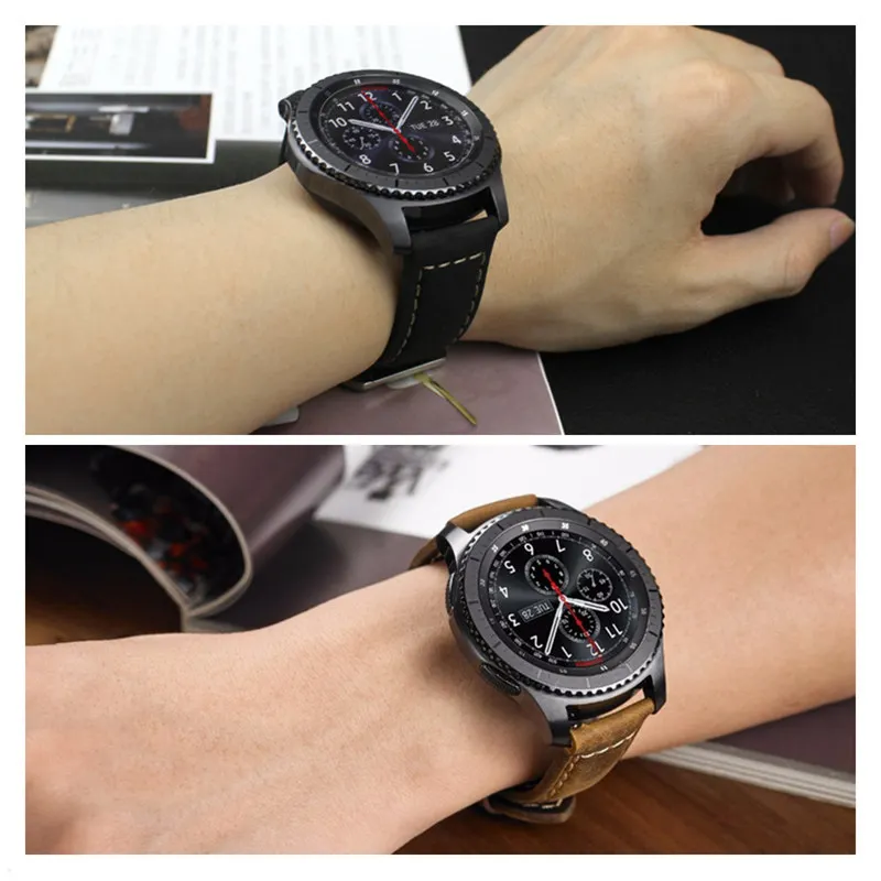 ASHEI 22 мм кожаный ремешок для samsung Шестерни S3 классический/Frontier Galaxy Watch 46mm для девочек; Мини-Юбка Для huawei 2 Классический Huami Amazfit Спорт