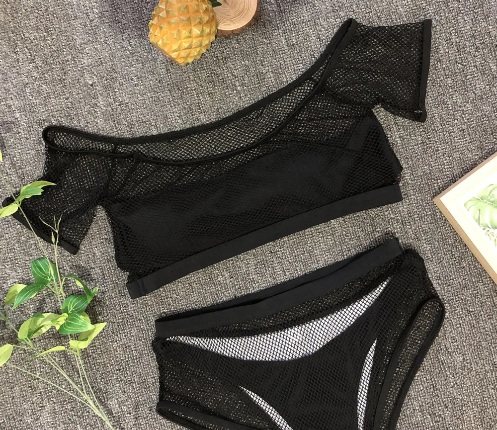 Купальник-бандо Floylyn женский с высокой талией пикантный сетчатый купальный