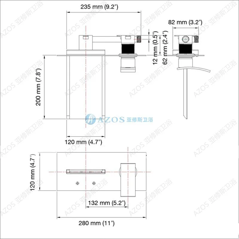 Цвет меняющийся светодиодный Водопад Ванная комната раковина кран (настенный