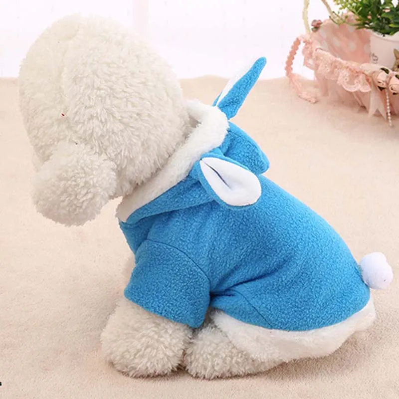 Одежда для домашних животных костюм с милыми заячьими ушками пальто капюшоном