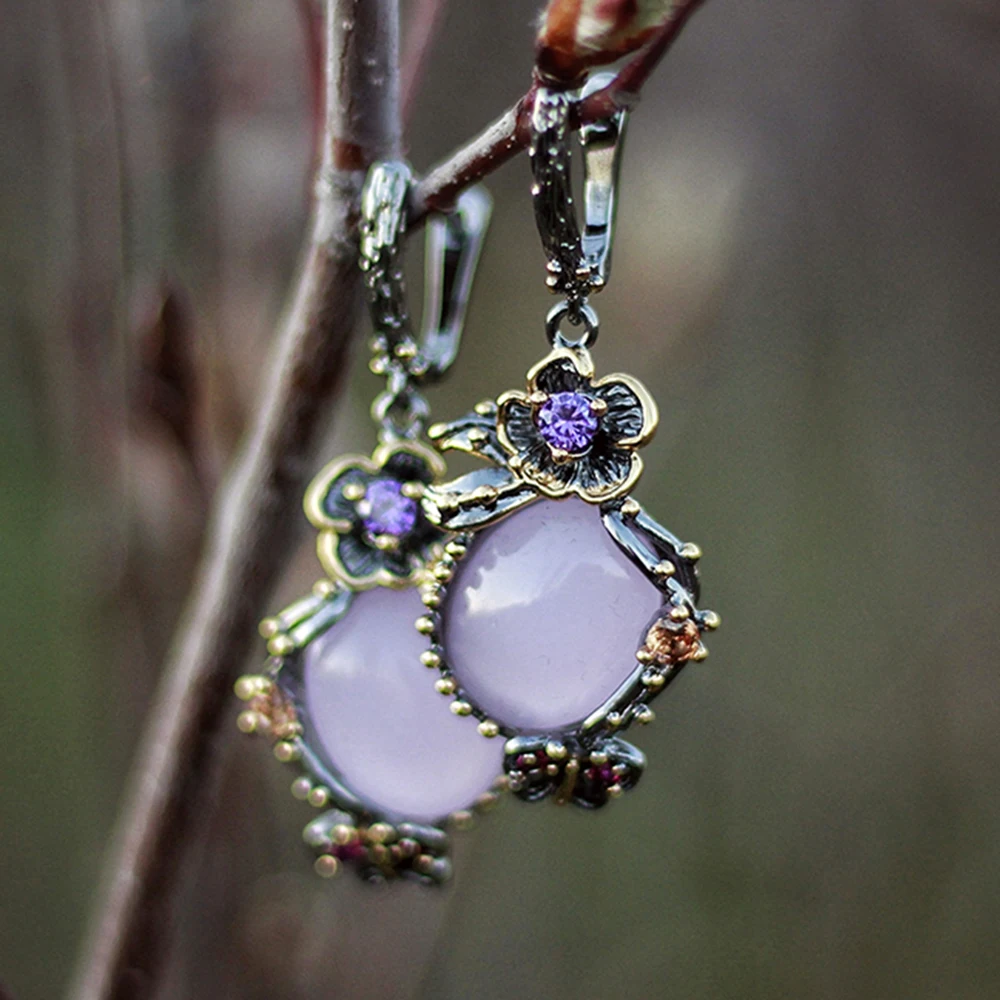 2021 большие висячие серьги с розовым камнем цветные ювелирные изделия