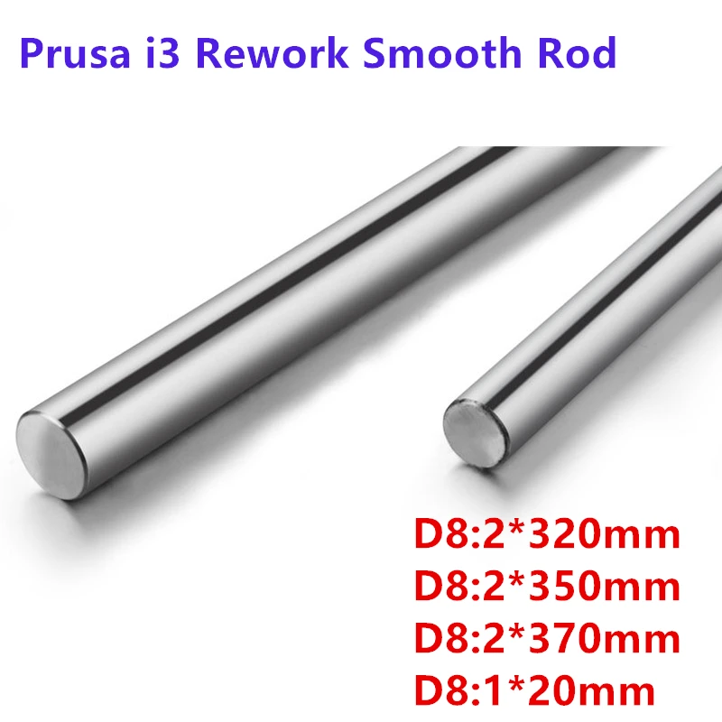 Reprap-Paquete de varillas lisas para impresora 3D Prusa i3, 8mm, L, 20mm, 320mm, 350mm, 370mm, eje lineal, eje óptico cromado, 7 Uds.