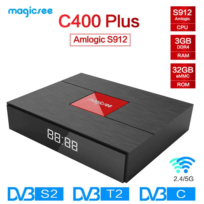 Magicsee C400 плюс Android 7,1 двойной Wifi ТВ приставка Amlogic S912 четырехъядерный 3G+ 32G Смарт ТВ приставка с HD 4K телеприставка(ЕС вилка