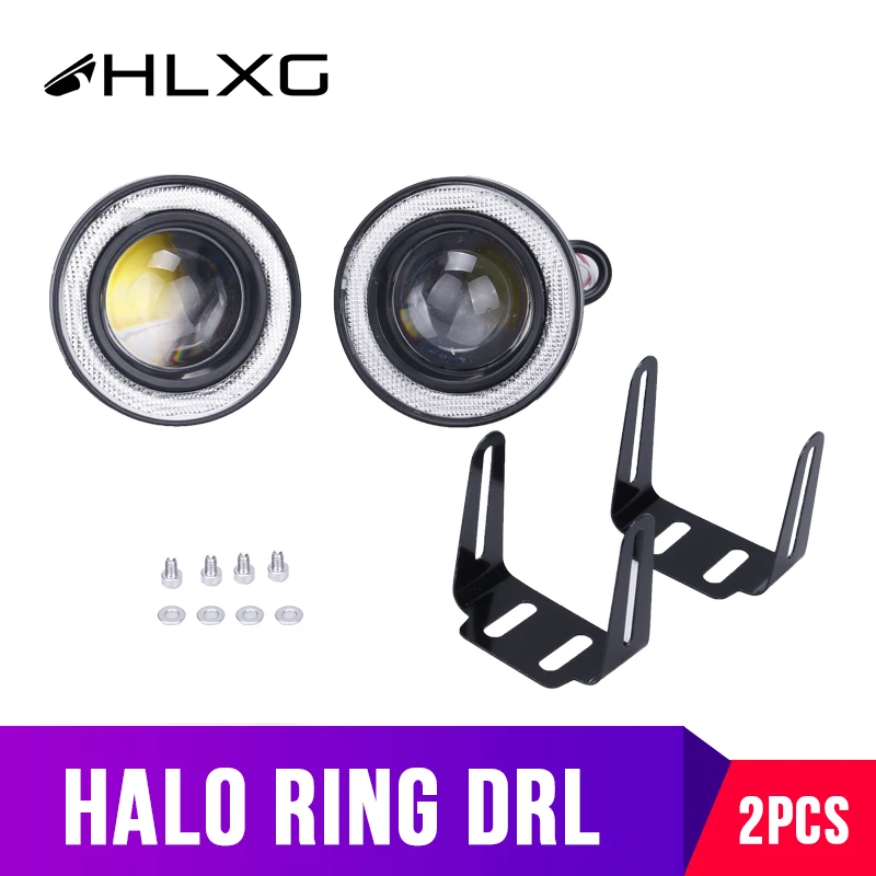 DRL светодиодный проектор для автомобиля синие глаза ангела Halo Кольцо дневного