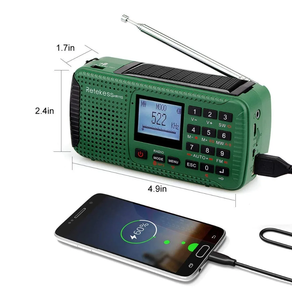 Retekess HR11S аварийное радио Рукоятка радио на солнечных батарейках FM/MW/SW Bluetooth MP3 цифровой плеер Регистраторы Портативный