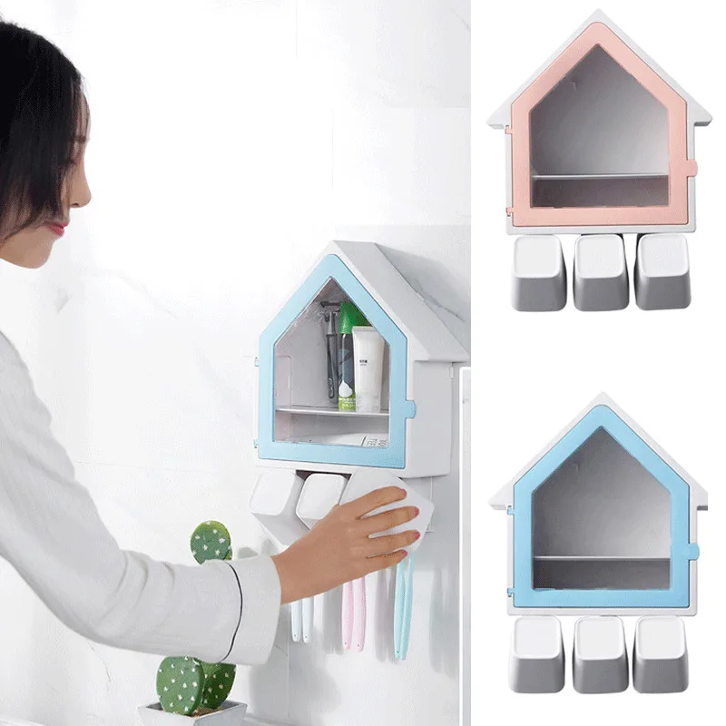 

Держатель для зубных щеток, Автоматический Диспенсер зубной пасты, 6 держателей, 3 чашки