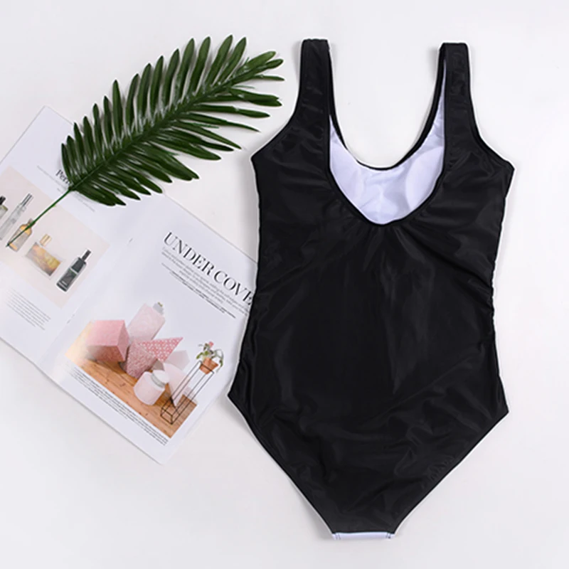 2019 Цельный купальник с мультяшным принтом и u-образным вырезом летнее пляжное для