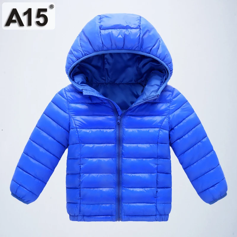 A15 детская зимняя куртка Одежда Для Мальчиков Легкое пуховое пальто для девочек