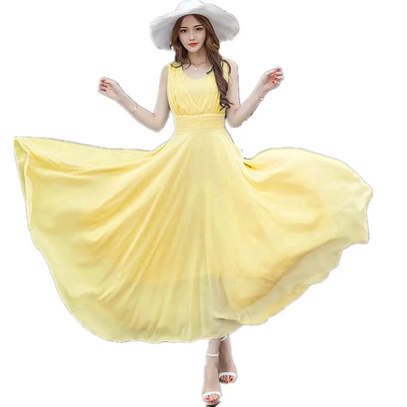 MSSNNG летнее макси платье модное без рукавов белое зеленое желтое богемное пляжное