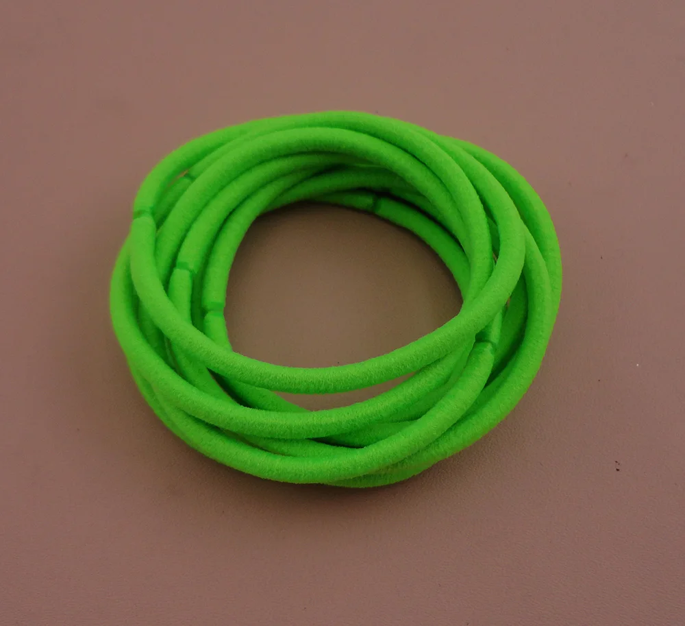50 шт. 3 мм верхние эластичные неоново зеленые держатели для хвостика веревка с