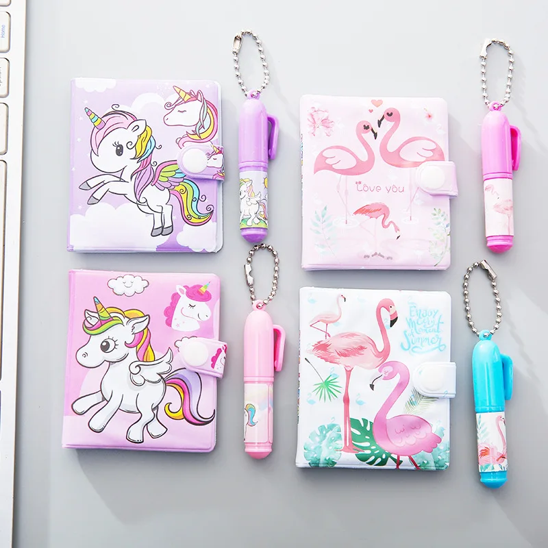 Kawaii Единорог Фламинго мультфильм ноутбук шариковая ручка набор Дневник Книга