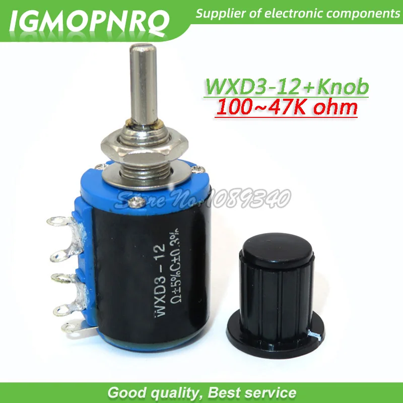 

1 шт. WXD3-12-1W потенциометра + 1 ручка 100 220 470 1K 2K2 3K3 4K7 10K 22K 33K 47K Ohm 100R 220R 470R 2,2 K 3,3 K 4,7 K WXD3-12 1W