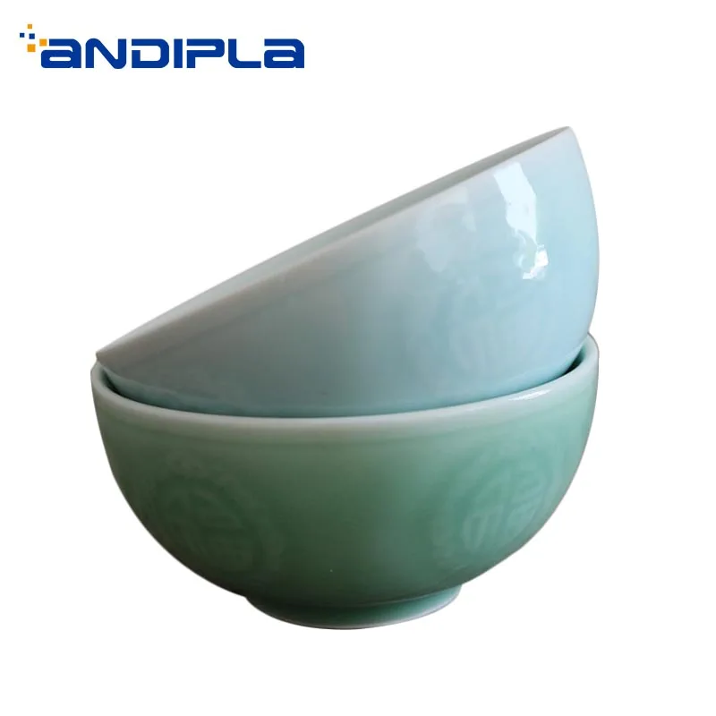 Longquan Celadon рисовая чаша благословение слова посуда столовая домашние миски для
