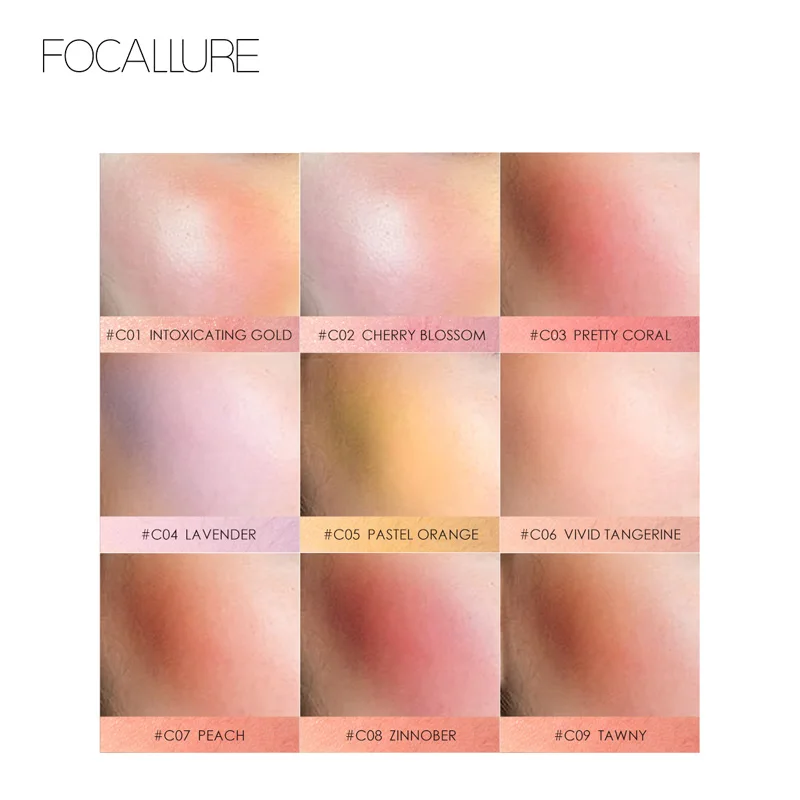 Focallure Макияж Румяна с высоким пигмент, Шиммер матовое покрытие лица макияж длительный легко носить с высоким качеством