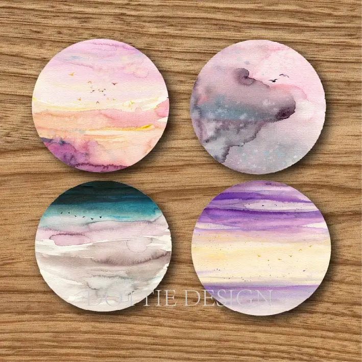 Набор из 4 подставок с акварелью в виде неба винтажный деревенский домашний декор