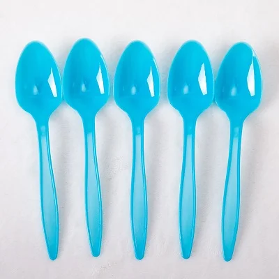 blue Spoon 10pcs Синие розовые зубы тема детская вечеринка день рождения девочки мальчики одноразовые посуда бумажные тарелки и соломки салфетки для стаканчиков вечерние принадлежности - Цвет: blue Spoon 10pcs