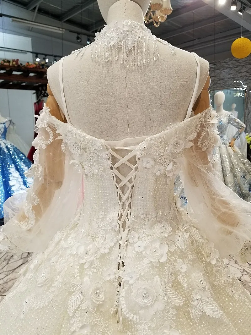 LS173300 бальное платье длиной до пола свадебные платья с воротником и шлейфом