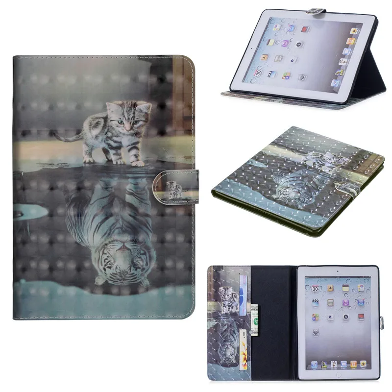 Чехол для iPad 2/3/4 3D мультяшный из искусственной кожи Magentic Smart Cover Мягкий ТПУ Задний