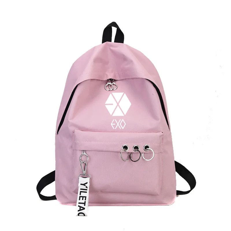 Прекрасный черный розовый Exo Got7 рюкзак для женщин Wanna One Ring Monsta X Twice холст школьная дорожная сумка рюкзак Sac Dos Femme
