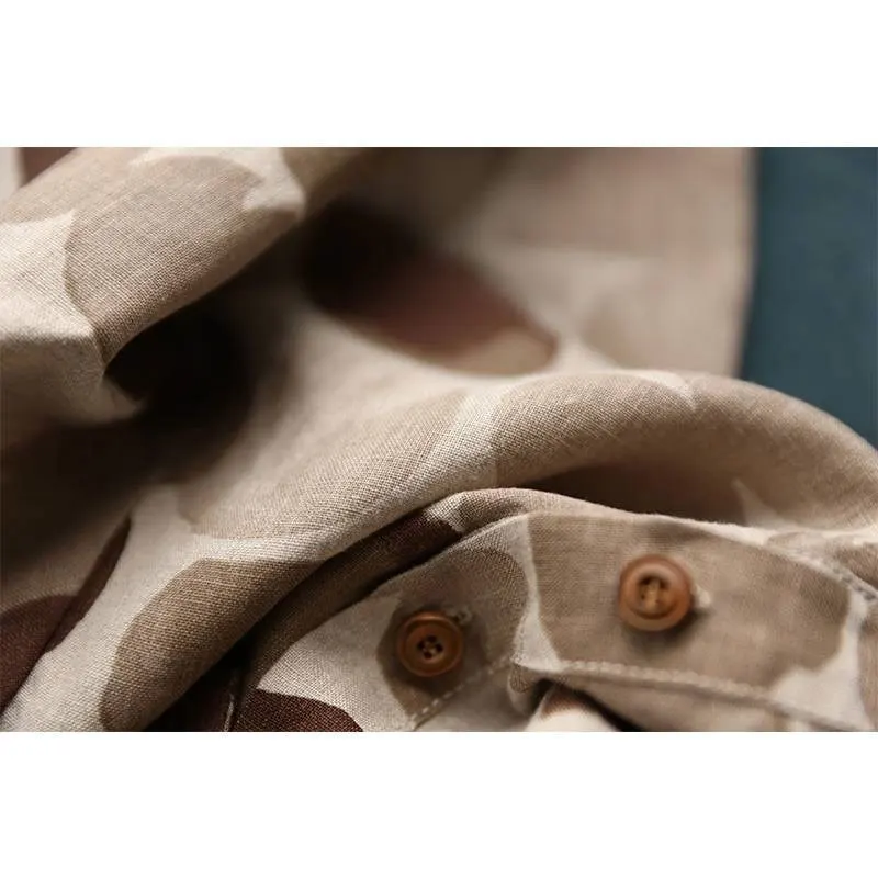 Женская винтажная блузка в горошек Повседневная рубашка из хлопка и льна с