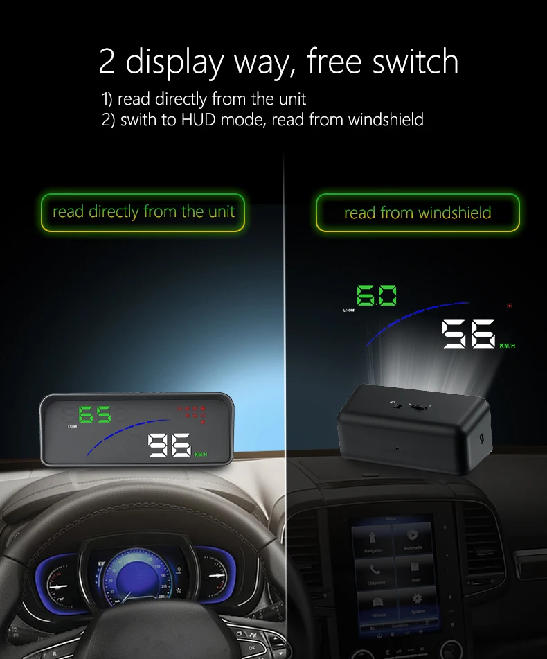 GEYIREN P9 автомобиля HUD Дисплей OBD Интеллектуальный цифровой измеритель для большинства OBD2 EUOBD автомобилей P9 HD проектор Дисплей на приборной панели автомобиля