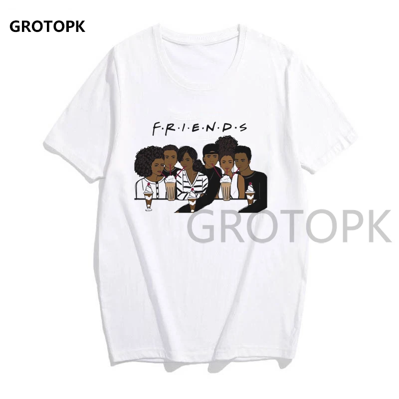 Melanin футболки с принтом для женщин белая футболка с коротким рукавом Poppin женская летняя одежда Kawaii Harajuku Топ уличная одежда