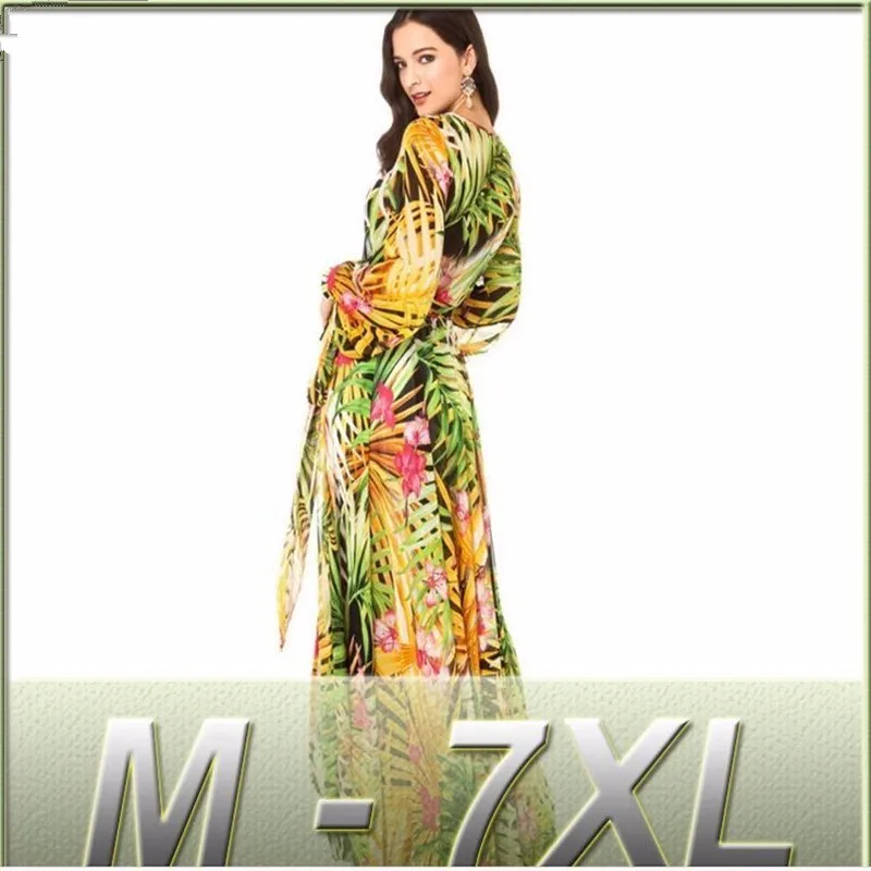 Женское шифоновое платье в богемном стиле длинное Пляжное Платье макси с принтом